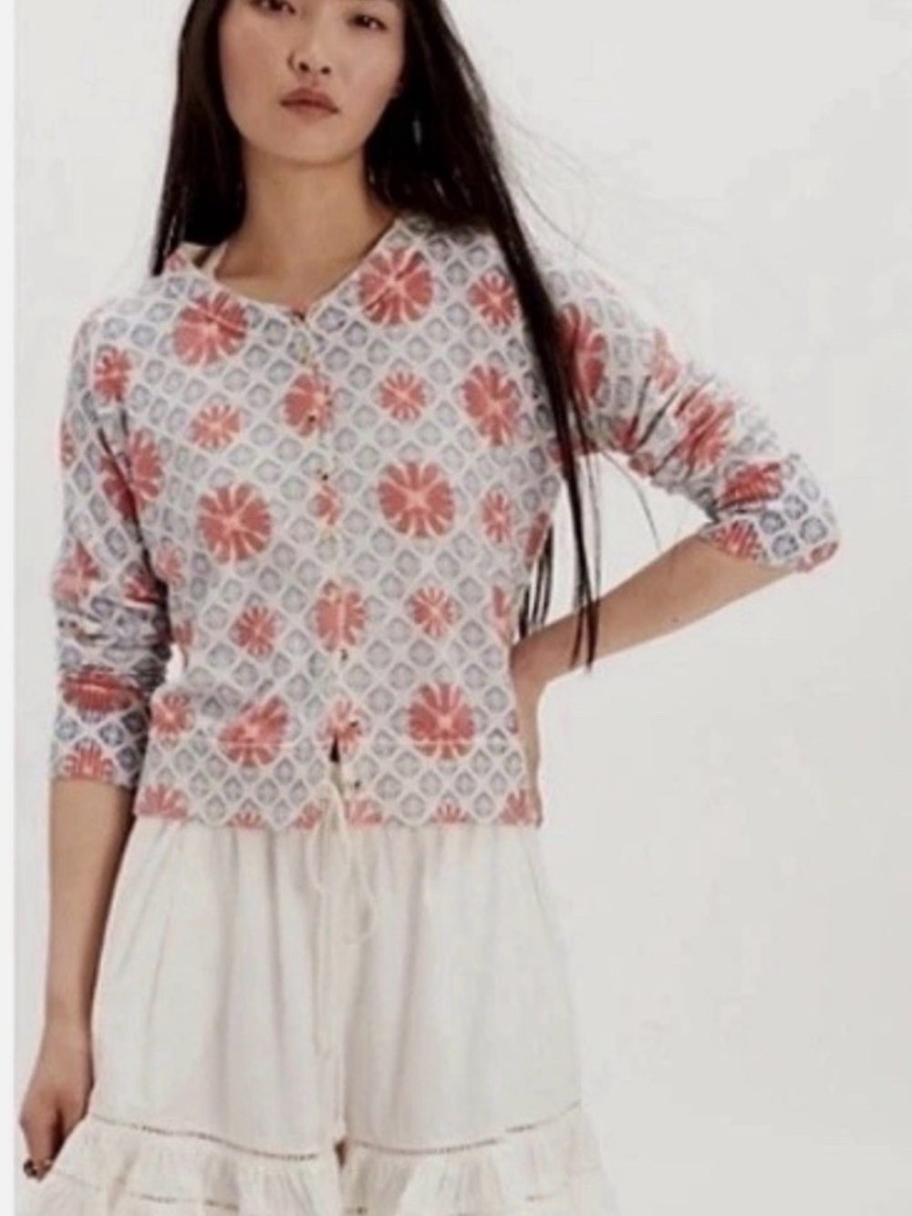 Free People Nautical Pattered Cashmere Cardigan Sweater